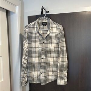 ONLY & SONS Gray and White Plaid Button Down Shirt